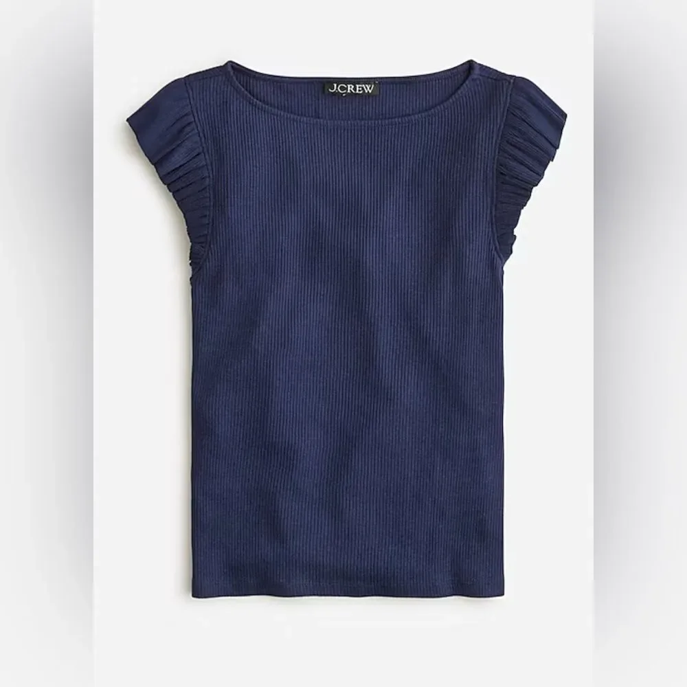 J.Crew Vintage rib ruffle boatneck tank top NWT Size S